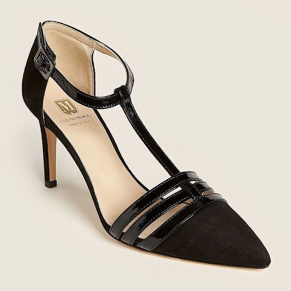 Bruno Magli Cassia Black Leather T Strap Heels - Picture 1 of 8